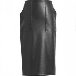 Banana Republic NWT Black Vegan Leather Pencil Skirt Size 12